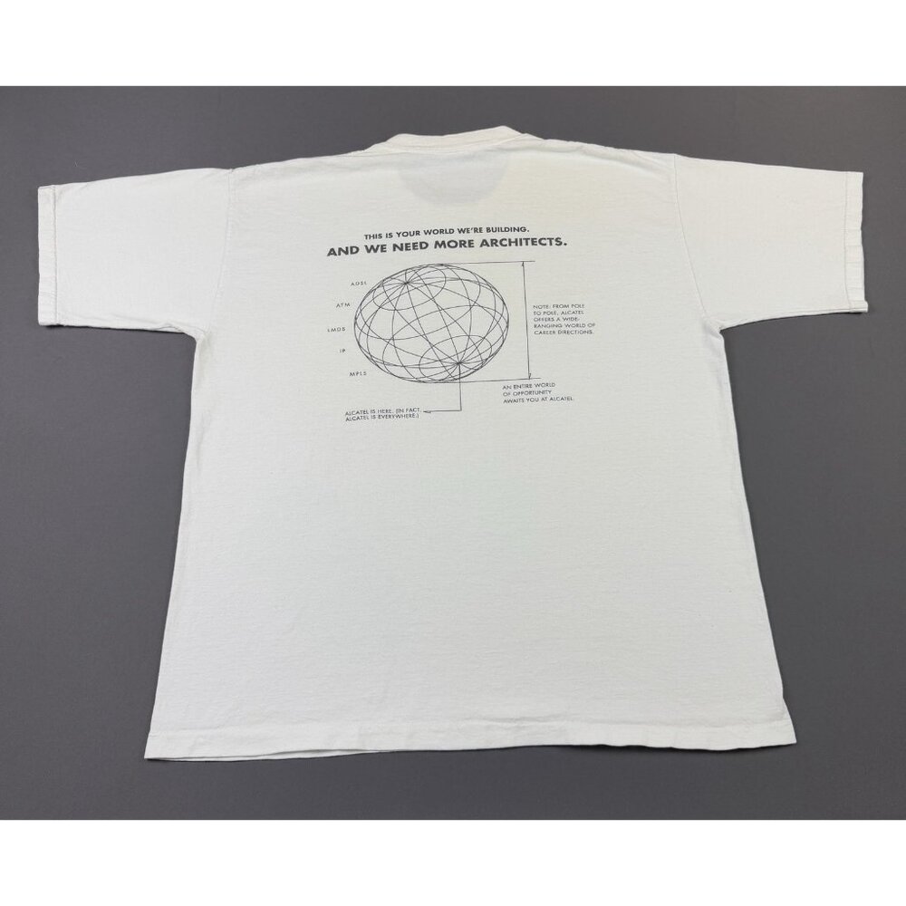 Rare Vintage 90s Alcatel Mobile Phones Internet Wolrd Architects Technology Tee